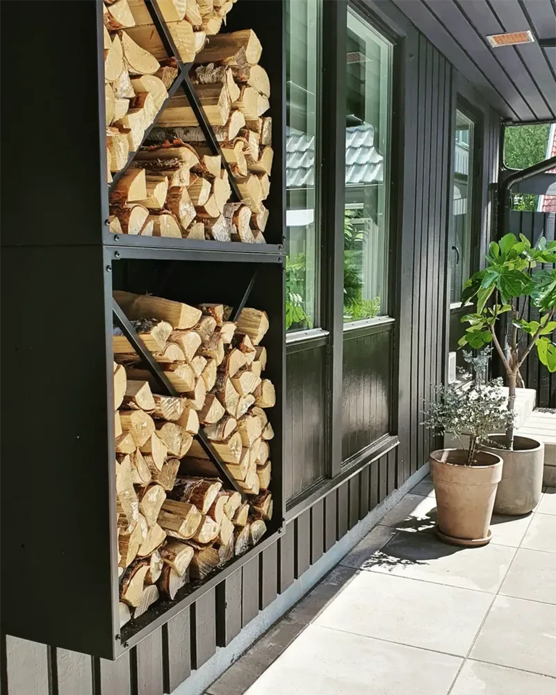 Outdoor Metal Rectangular Log Holder Firewood Rack